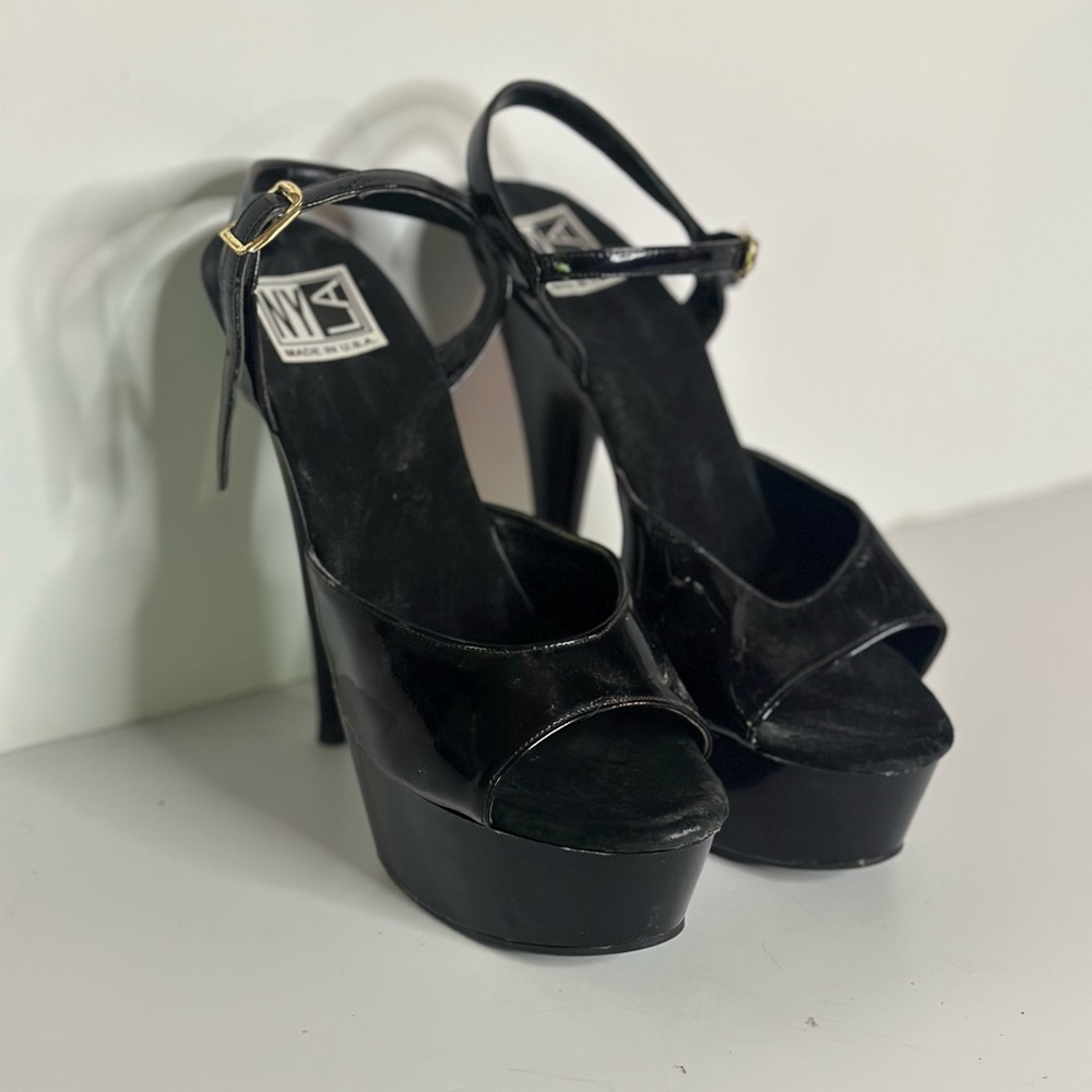 NY/LA - black 5 inch platform, sexy strappy heels